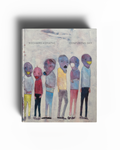 Book cover with colorful illustrations of people on a white background