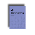 Book titled 'A Gathering' with a purple cover on a white background