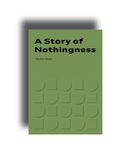 Book titled 'A Story of Nothingness' with a green cover on a white background