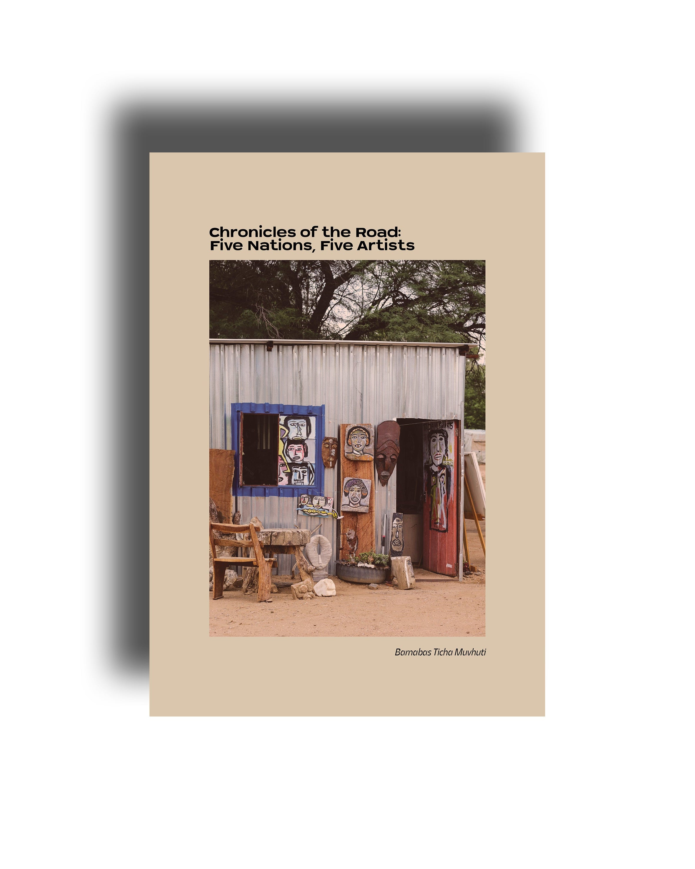 Book cover titled 'Chronicles of the Road: Five Nations, Five Artists' with a photo of a rustic building and outdoor scene.